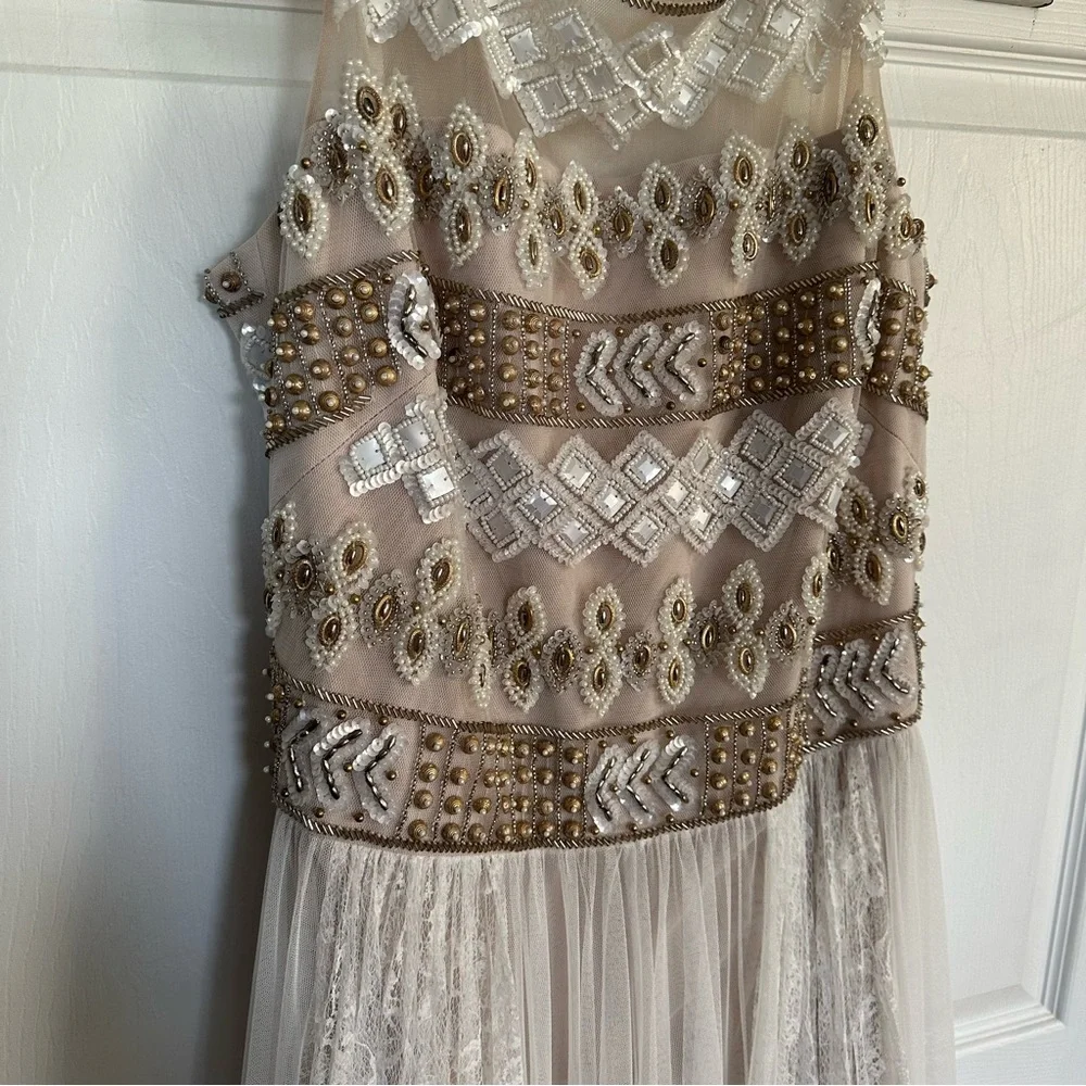 Marchesa NWT gown ivory cream white lace beaded dress - Picture 6 of 16